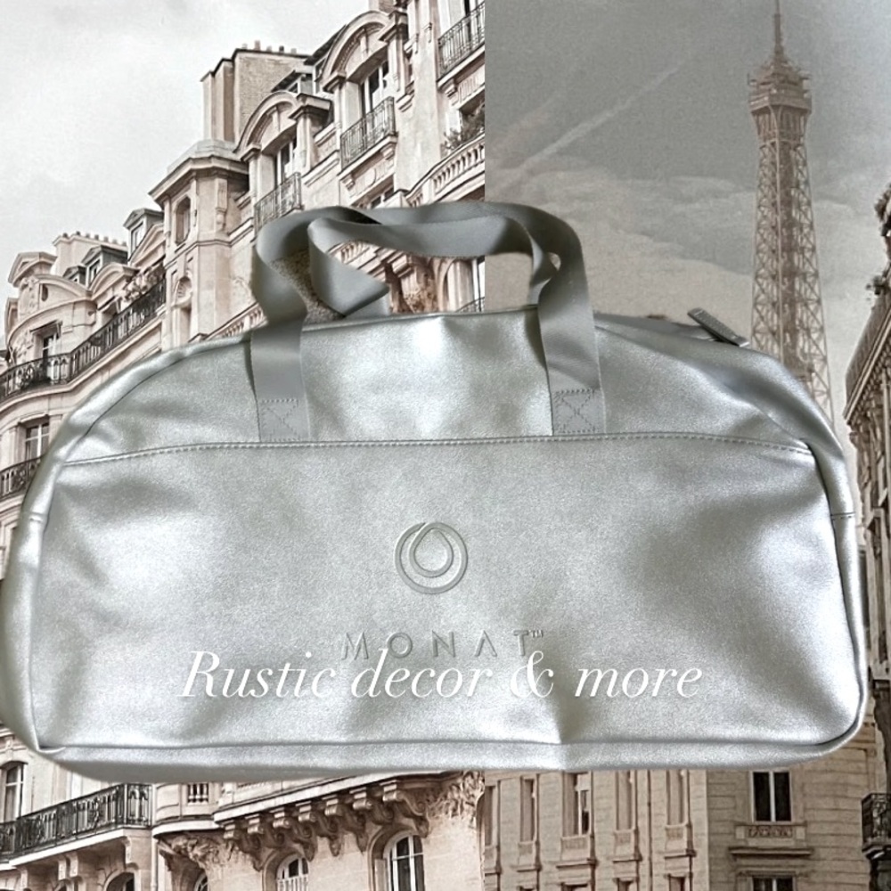 MONAT Shimmery Metallic Sliver Gym
Duffle Travel Bag